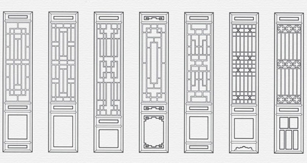 汉阳常用中式仿古花窗图案隔断设计图